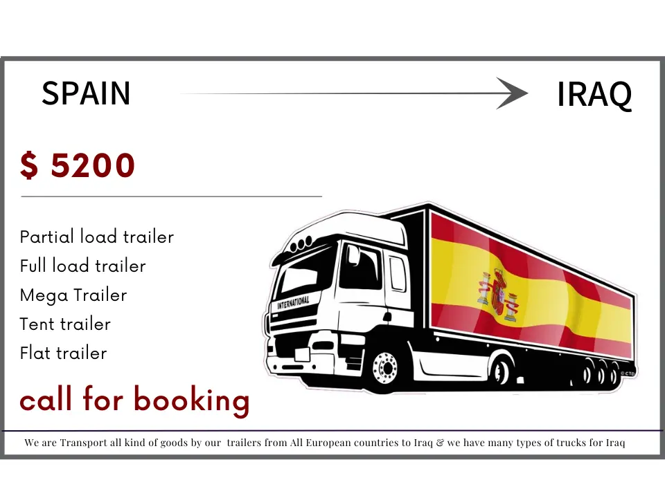Road freight from Spain to Iraq